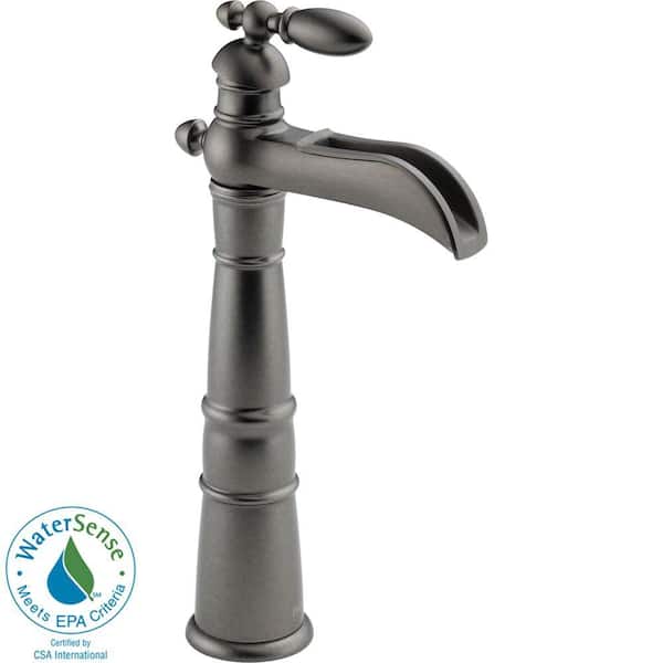 Unbranded Victorian Single Hole 1-Handle High-Arc Bathroom Faucet in Aged Pewter-DISCONTINUED