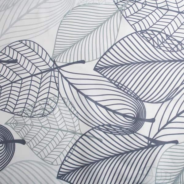 m MODA at home enterprises ltd. 71 x 71 in. White/Grey Leaves Polyester Shower Curtain