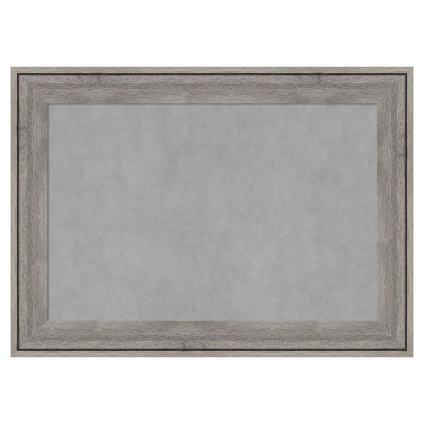 Amanti Art Regis Barnwood Grey 29 in. x 21 in Framed Magnetic Board