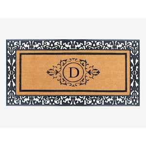 A1HC Paisley Black 30 in. x 60'' Rubber and Coir Monogrammed D Durable Outdoor Entrance Door Mat