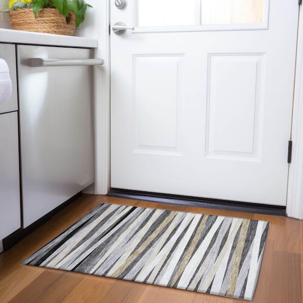 Mayfield Premium Machine Washable Abstract AMF997 Gray 2 ft. x 3 ft. Area Rug
