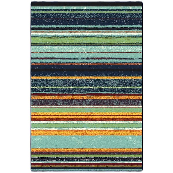 Ottohome Collection Non-Slip Rubberback Striped 3x5 Indoor Area Rug, 3 ft. 3 in. x 5 in., Multicolor