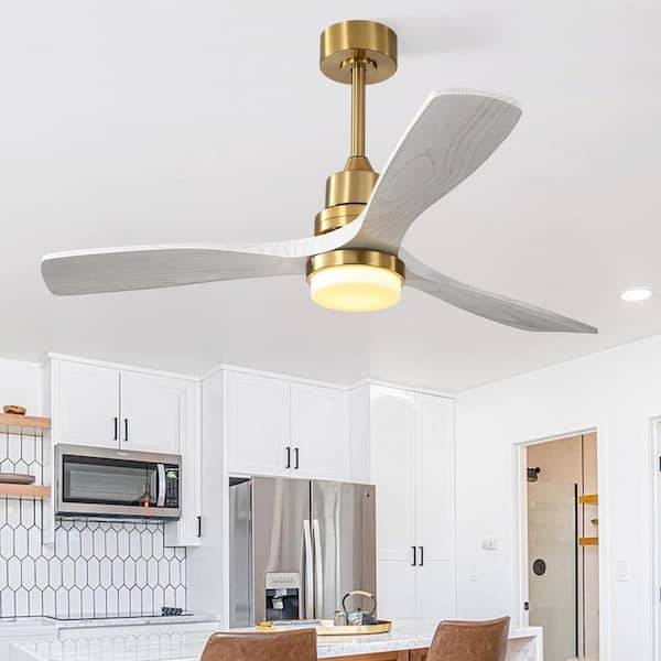 52 in. Integrated LED Indoor Downrod Mount Gold Standard Ceiling Fan with Dimmable Light and Remote 6-Speed