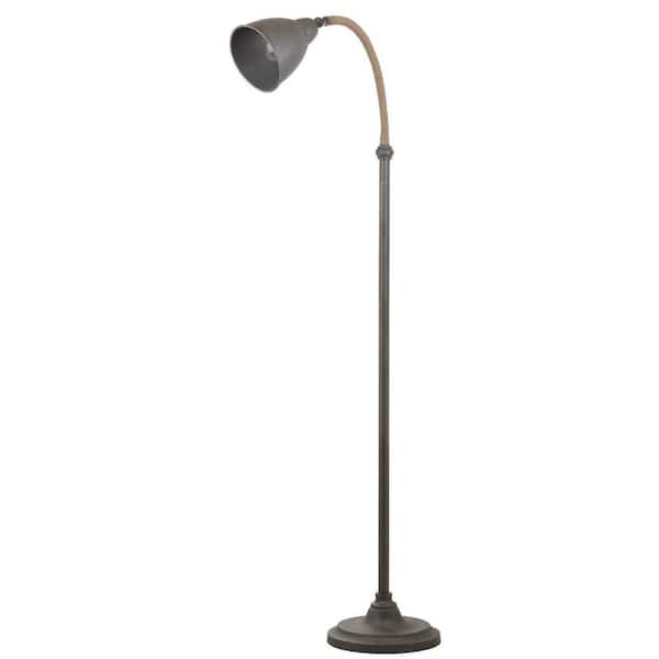 SAFAVIEH Naldo 60 in. Dark Grey Adjustable Floor Lamp with Grey Shade
