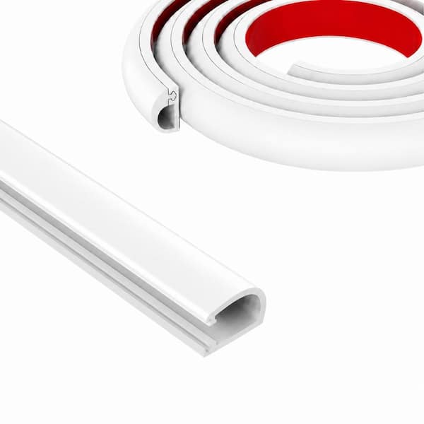 39 in. Self-Adhesive Silicone Wall Cord Hider and Cable Concealer Cover 0.59 in. W x 0.39 in. H White