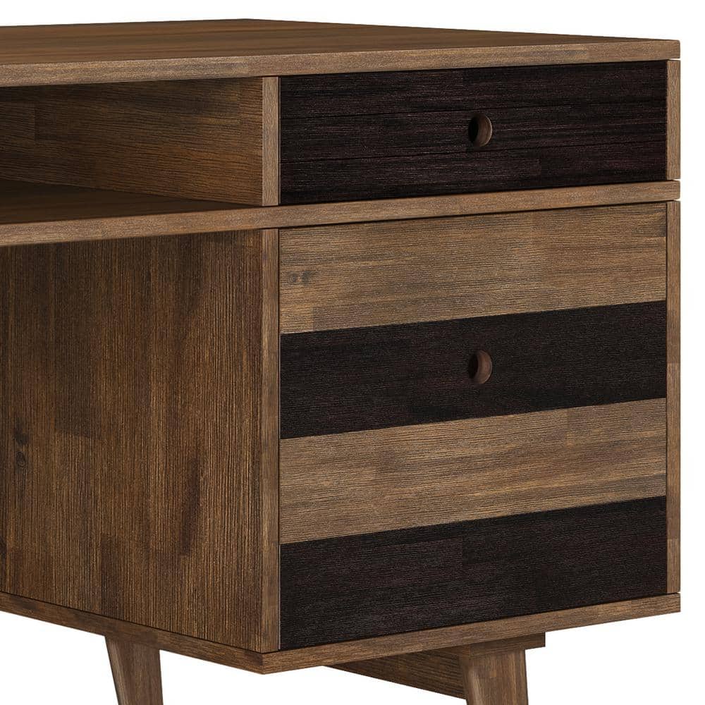 Clarkson 60" Aged Brown Solid Acacia Wood Computer Desk with Drawers