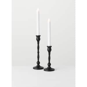 12.5" and 15.25" Black Metal Taper Candle Holder (Set of 2)