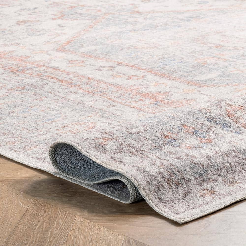 Eco-Friendly Vintage Floral Gray Synthetic 8' x 10' Area Rug