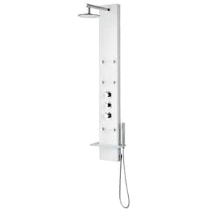 Donna 60 in. 6-Jetted Full Body Shower Panel with Heavy Rain Shower and Spray Wand in White (Valve Included)