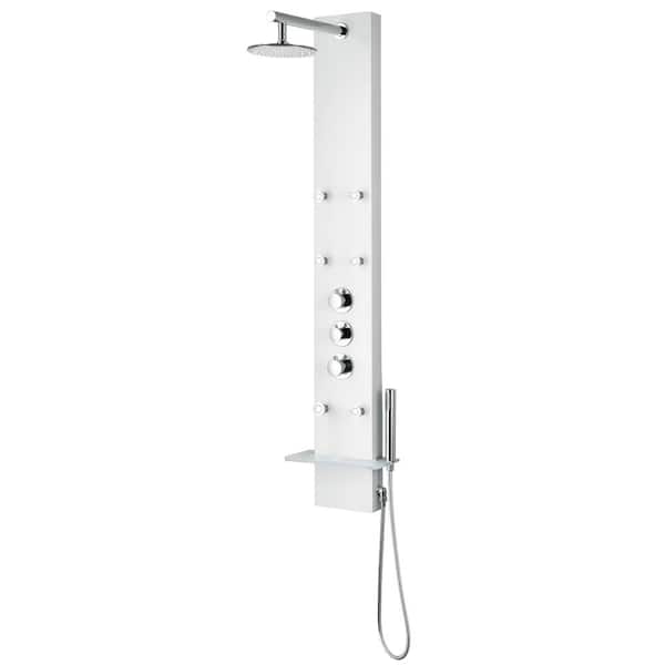 Panther 60 in. 6-Jet Full Body Shower Panel with Heavy Rain Shower and Spray Wand in White