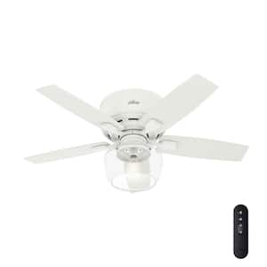 Bennett 44 in. Indoor Matte White LED Low Profile Ceiling Fan with Light Kit and Remote Control