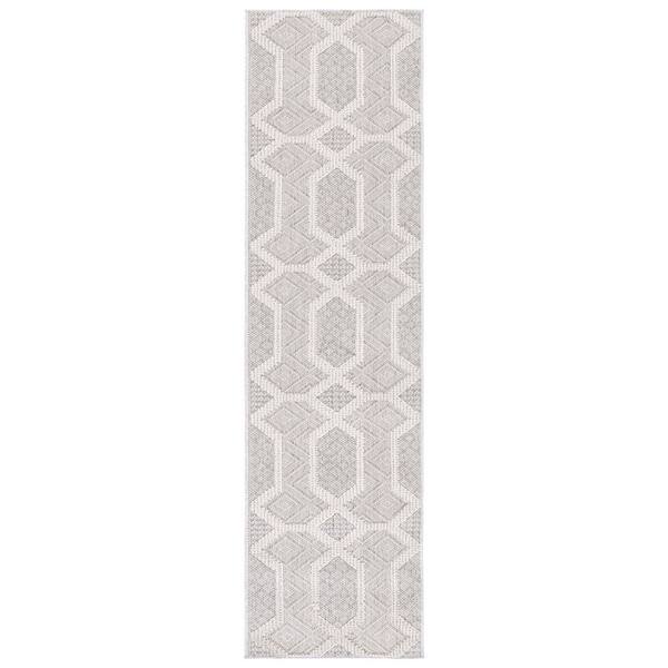 SAFAVIEH Global Gray/Ivory 2 ft. x 8 ft. High-Low Geometric Modern ...