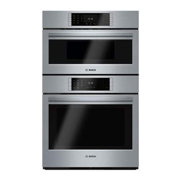 Bosch Benchmark Series 30 in. Built-In Double Electric Convection Wall Oven with Speed Oven-Microwave Combo in Stainless Steel