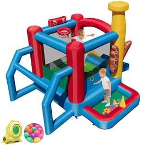 Baseball Themed Jumping Bounce House Kids Bouncy Castle with 50 Ocean Balls and 735-Watt Blower