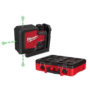 Green 100 ft. 3-Point Rechargeable Laser Level with REDLITHIUM Lithium-Ion USB Battery, Charger and PACKOUT Tool Box