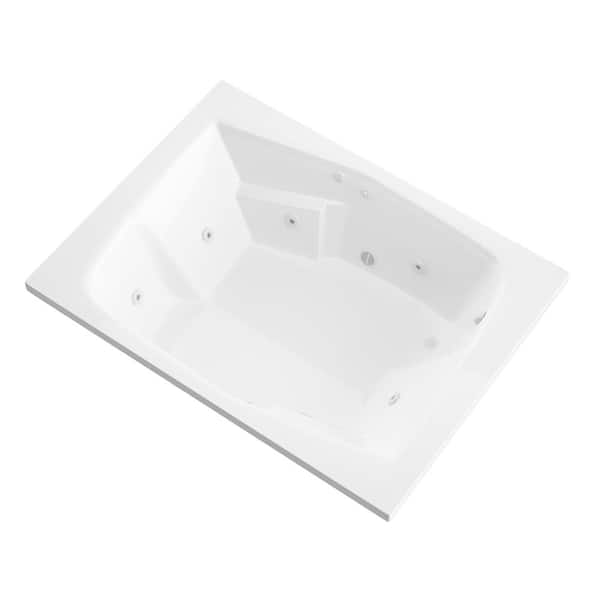 Amethyst Series 72 in. x 54 in. Rectangular Whirlpool Bathtub with Left Side Drain and V-Style Back Jets in Glossy White