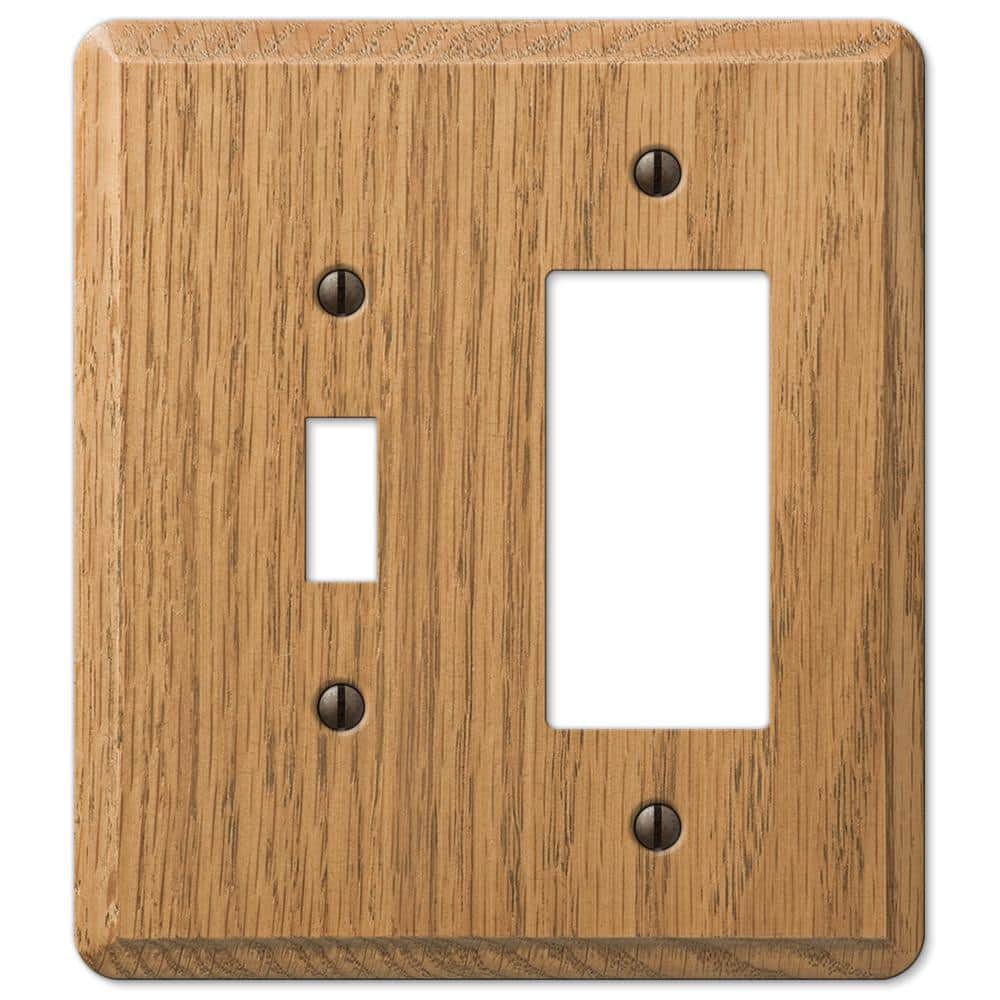 Light Oak 2-Gang Wood Rocker/Toggle Wall Plate