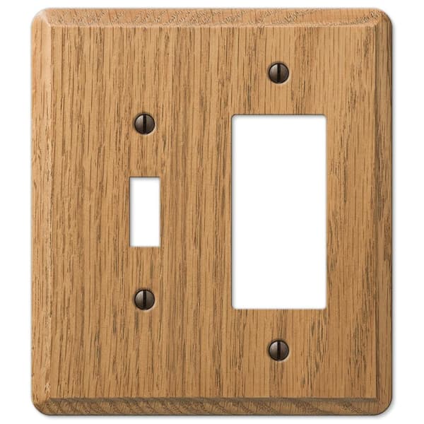 AMERELLE Contemporary 2 Gang 1-Toggle and 1-Rocker Wood Wall Plate - Light Oak