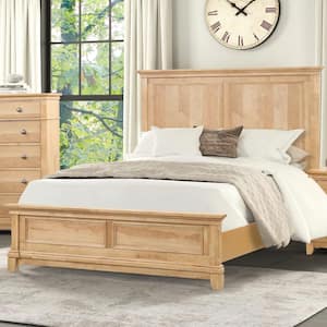 Zeller Brown Wood Frame King Panel Bed with Plank Headboard