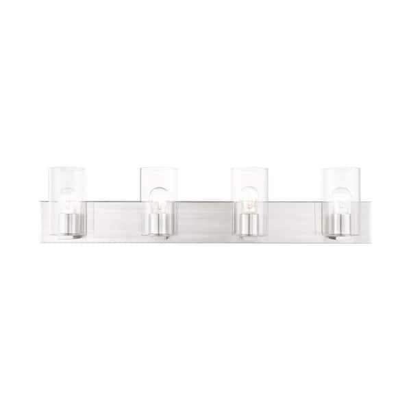 AVIANCE LIGHTING Ashford 35.5 in. 4-Light Brushed Nickel Vanity Light with Clear Glass