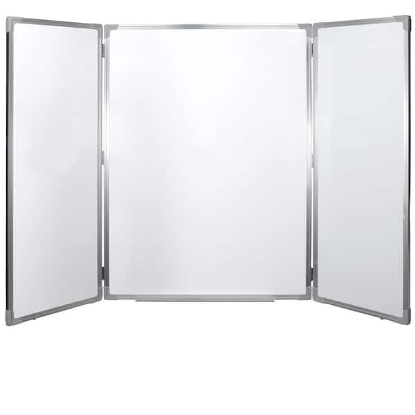 Excello 40 in. x 60 in. Wall Mounted Folding Whiteboard, Aluminum