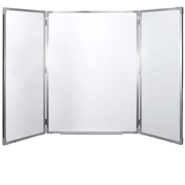 EXCELLO GLOBAL PRODUCTS Excello 40 in. x 60 in. Wall Mounted Folding Whiteboard, Aluminum