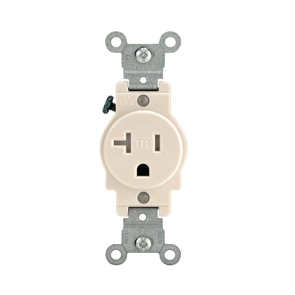 Leviton 20 Amp 125 V Tamper Resistant Single Outlet/Receptacle, Light Almond (1-Pack) T5020-0TS