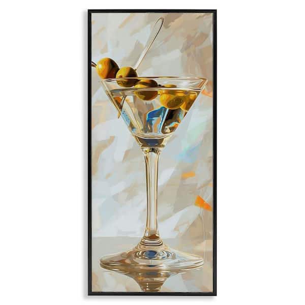 Neutral Tone Martini by LSR Design Studio Black Framed Food Giclee Art Print 30 in. x 13 in.