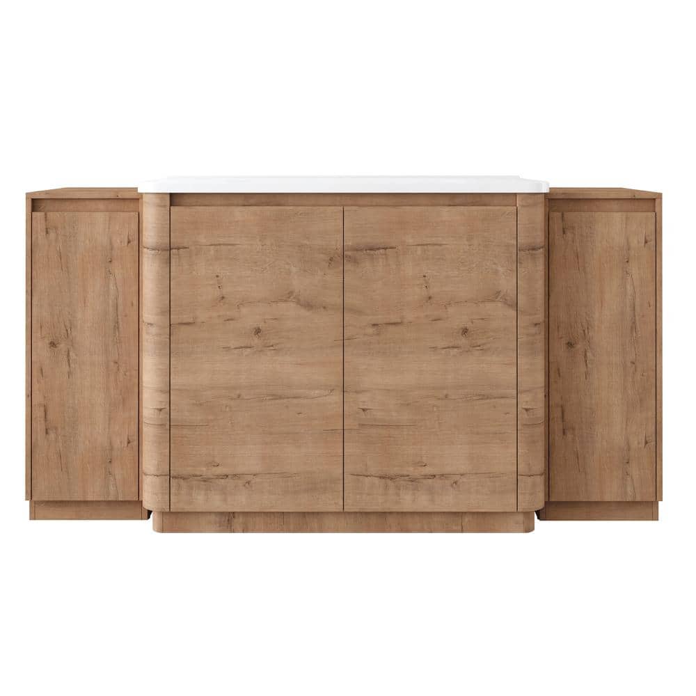 63.37 in. Single Sink Freestanding Imitative Oak Bath Vanity with White Ceramic Top Unassembled price history on PriceWatchPro
