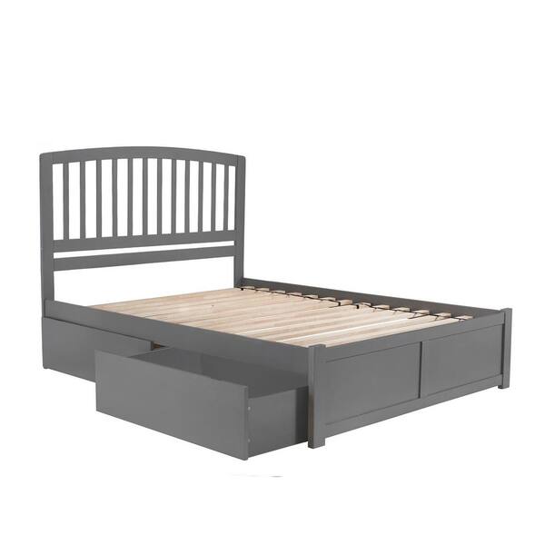 AFI Richmond Grey King Solid Wood Storage Platform Bed with Flat Panel ...