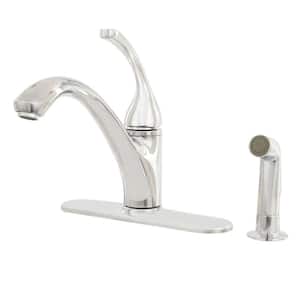 Forte Single-Handle Standard Kitchen Faucet with Matching Finish Side Spray in Polished Chrome