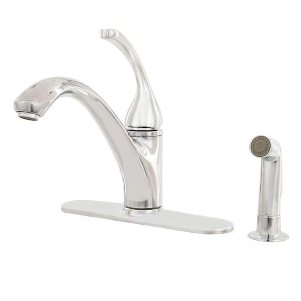KOHLER Forte Single-Handle Standard Kitchen Faucet with Matching Finish Side Spray in Polished Chrome