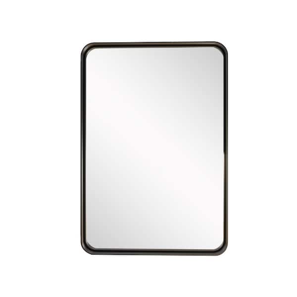 Unbranded Black 22 in W x 32 in. H Aluminum Right Angle Rectangle Mirror Wall-Mounted Mirror for Living Room