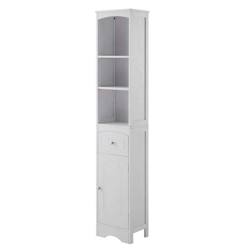 13.4 in. W x 9.1 in. D x 66.9 in. H White Modern Style Bathroom Freestandin