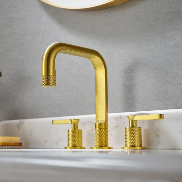 Altair Wishful 8 in. Widespread Double Handle Low Arc Bathroom Faucet in Brushed Gold 1-Pack