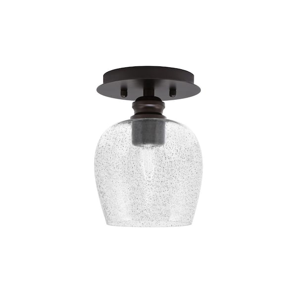 Unbranded Albany 1-Light 6 in. Espresso Semi-Flush with Smoke Bubble Glass Shade