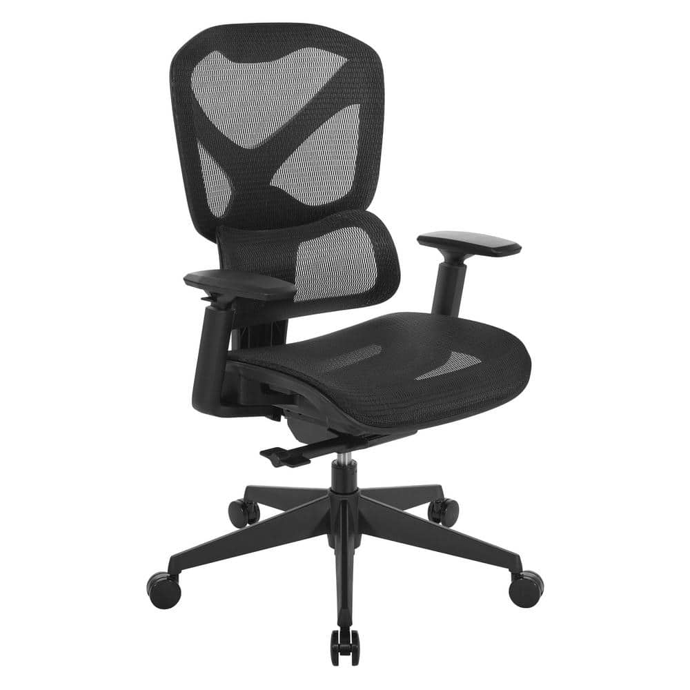 Office Star Products Mesh Seat Adjustable Height, Swivel, Wheels, Tilt, Rolling Ergonomic Executive Chair in Black with Adjustable Arms