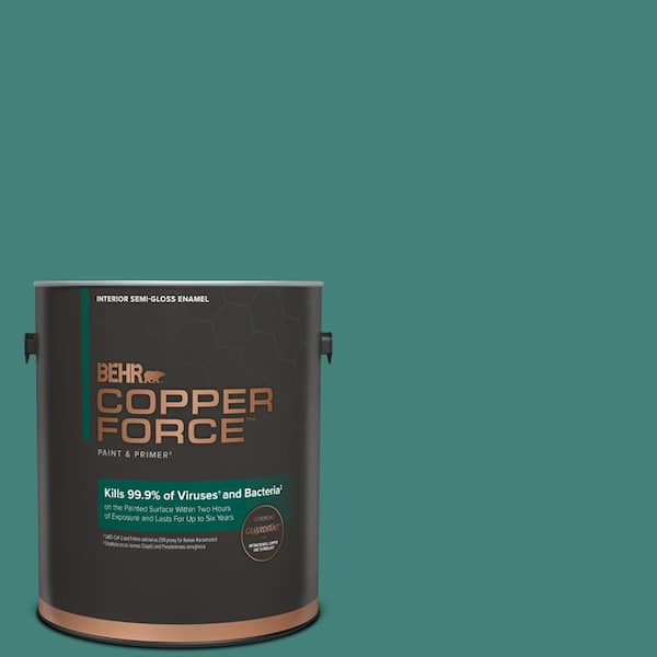 COPPER FORCE 1 gal. #M450-6 Bubble Turquoise Semi-Gloss Enamel Virucidal and Antibacterial Interior Paint & Primer