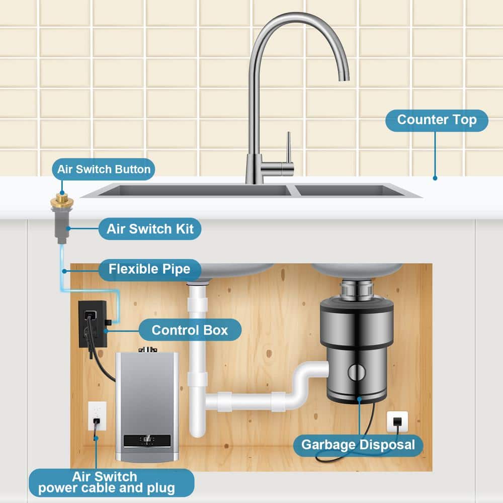 Brushed Gold Solid Brass Garbage Disposal Air Switch Kit