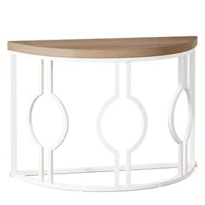 Turrella 43 in. White Half-Moon Wood Console Table Entryway Table, Semi Circle Sofa Hallway Table for Living Room