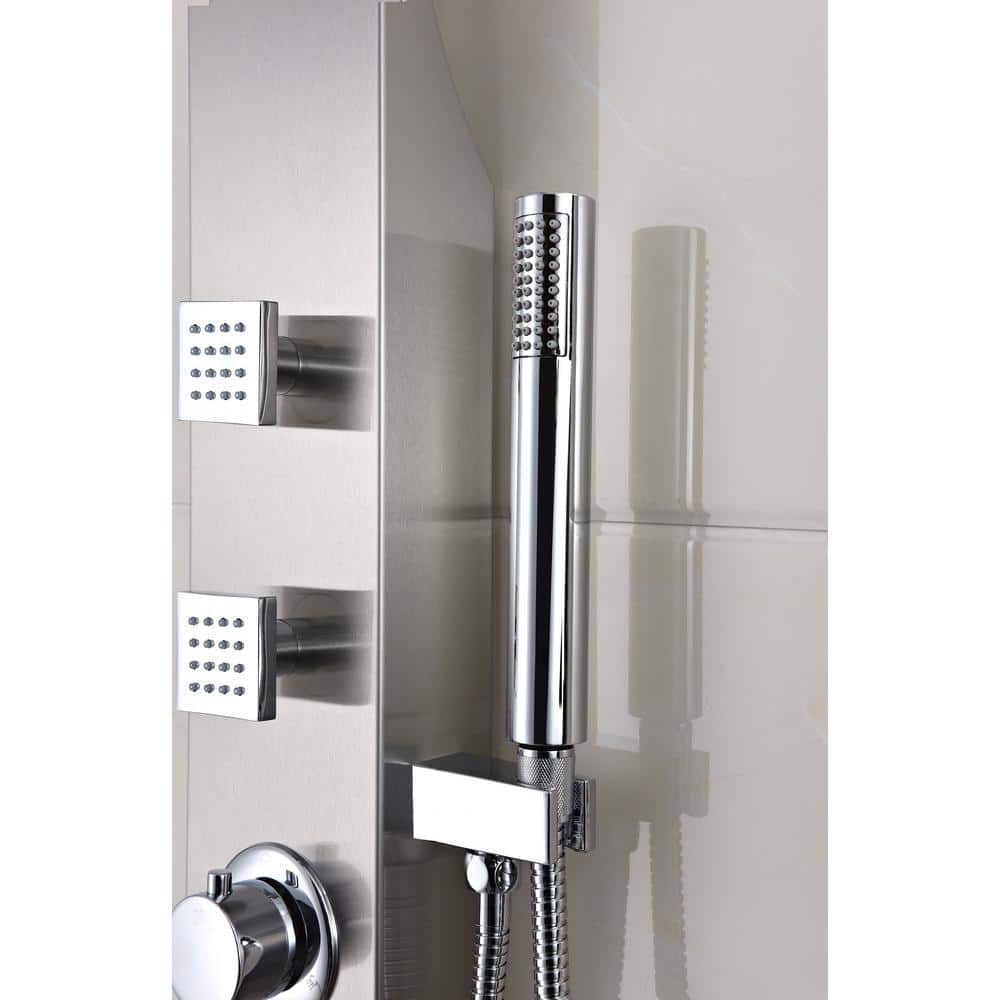 Silent 40'' Brushed Steel Full Body Shower Panel with Rain Shower