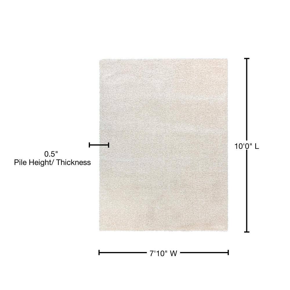 Ivory Rectangular 8' x 10' Tufted Synthetic Shag Area Rug