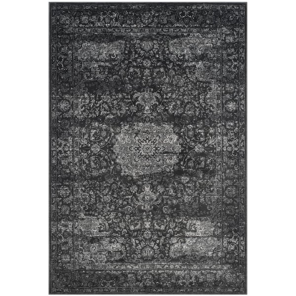 SAFAVIEH Carnegie Dark Gray/Cream 5 ft. x 8 ft. Border Area Rug