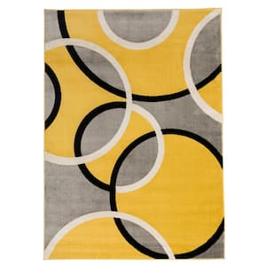 Contemporary Circles Yellow 6 ft. 6 in. x 9 ft. Abstract Area Rug