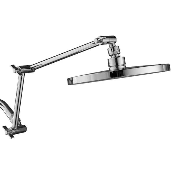 16-in. Shower Head Extension Arm, Brass Construction with Adjustable Angle and Height, Universal G1/2 Thread Connector