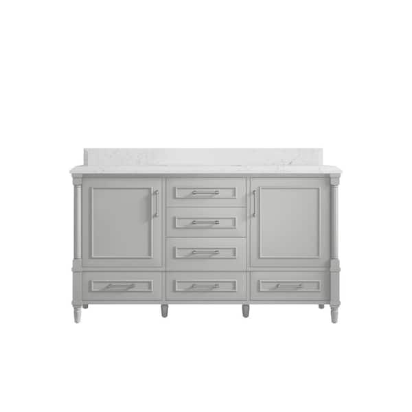Willow Collections Hudson 60 in. W x 22 in. D x 36 in. H Single Sink Bath Vanity in Coventry Gray with Cove Edge Empira Quartz Top