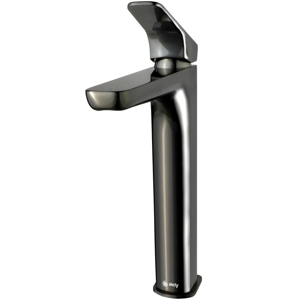 Brushed Gun Black High-Arc Single Handle Bathroom Faucet