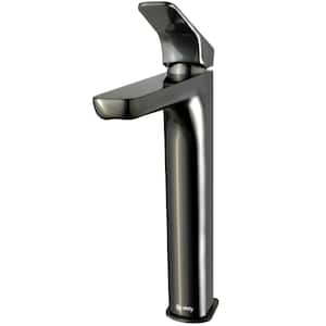 Single Hole Single-Handle Vessel Bathroom Faucet in Brushed Graphite Black