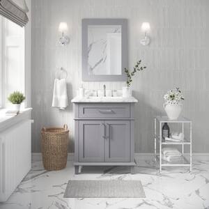 Sonoma 30 in. W x 22 in. D x 34 in. H Bath Vanity in Pebble Gray with White Carrara Marble Top