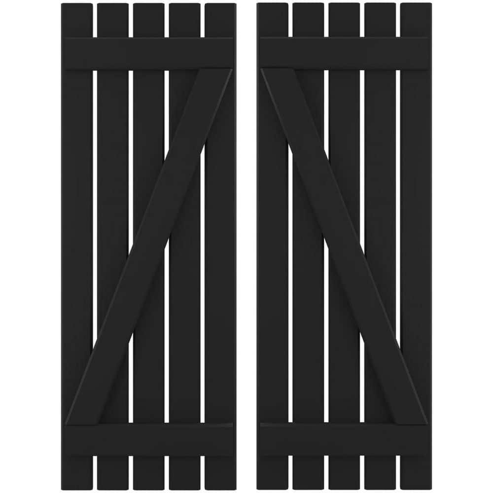 19-1/2 in. W x 42 in. H Americraft 5 Board Exterior Real Wood Spaced Board and Batten Shutters w/Z-Bar Black price history on PriceWatchPro